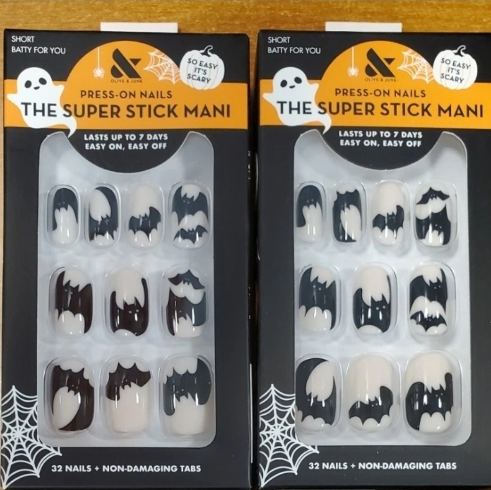 NWT Olive And June Halloween Super Stick Press On Nails Bundle Of 2